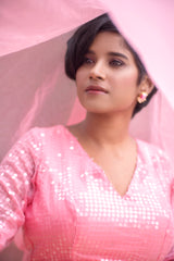 Pink sequins lehenga