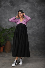Purple - black Mul cotton dress (Top)