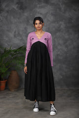 Purple - black Mul cotton dress (Top)