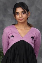 Purple - black Mul cotton dress (Top)