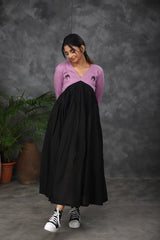 Purple - black Mul cotton dress (Top)