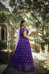 Purple Embroidery Georgette lehenga