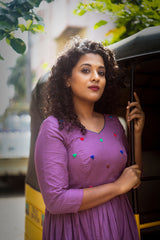 Purple Embroidery Mul cotton dress (Top)