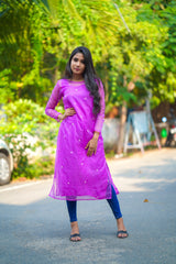 Purple Embroidery Organza Salwar