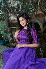Purple Embroidery organza anarkali