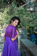 Purple Embroidery organza anarkali