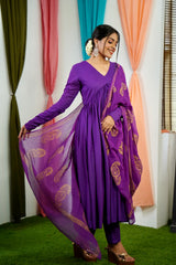 Purple Mul cotton Salwar suit
