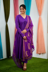 Purple Mul cotton Salwar suit