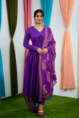 Purple Mul cotton Salwar suit