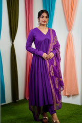 Purple Mul cotton Salwar suit