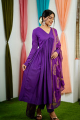 Purple Mul cotton Salwar suit