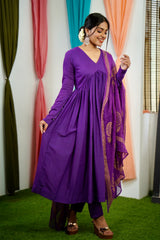 Purple Mul cotton Salwar suit
