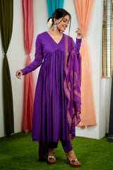 Purple Mul cotton Salwar suit