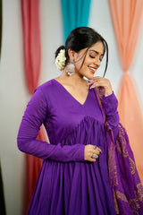 Purple Mul cotton Salwar suit