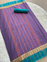 Purple chettinad cotton saree