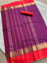 Purple chettinad cotton saree