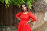 Red Cotton Anarkali
