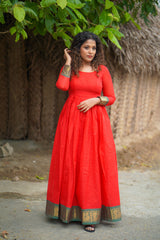 Red Cotton Anarkali