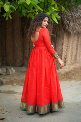 Red Cotton Anarkali