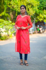Red Embroidery Organza Salwar