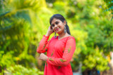 Red Embroidery Organza Salwar