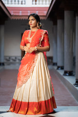 Red Embroidery Silk lehenga