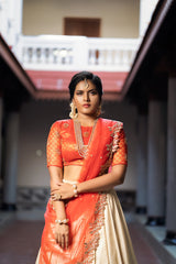 Red Embroidery Silk lehenga