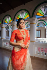 Red Embroidery Silk lehenga