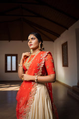 Red Embroidery Silk lehenga