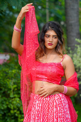 Pink Sequins Georgette lehenga