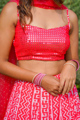 Pink Sequins Georgette lehenga