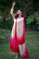 Red & Pink shaded Anarkali salwar