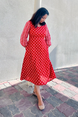 Red cotton dress