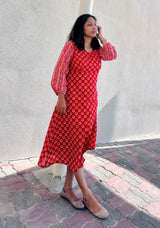 Red cotton dress