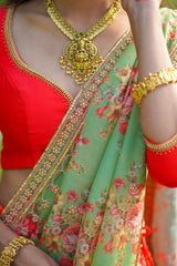 Red embroidery Silk lehenga