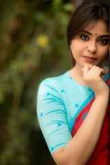 Blue Embroidery Cotton Blouse