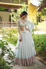 Sky Blue Embroidery Georgette lehenga