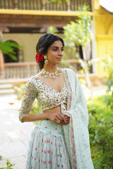 Sky Blue Embroidery Georgette lehenga