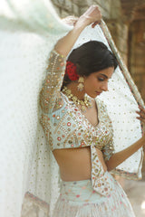 Sky Blue Embroidery Georgette lehenga