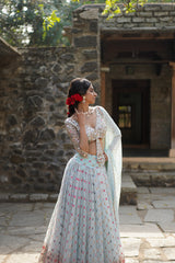 Sky Blue Embroidery Georgette lehenga