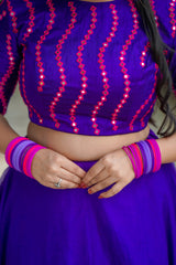 Violet Embroidery Skirt & Blouse