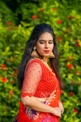 Violet Red Embroidery Silk lehenga