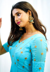 Blue georgette hand embroidered Anarkali