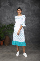 White Ikkat cotton dress (Top)