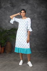 White Ikkat cotton dress (Top)