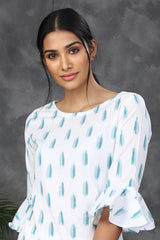 White Ikkat cotton dress (Top)