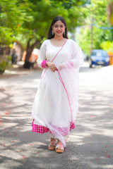 White & Pink Anarkali salwar