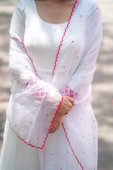 White & Pink Anarkali salwar