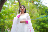 White & Pink Anarkali salwar
