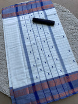 White checks chettinad cotton saree